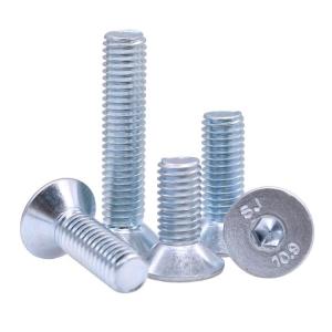 Cheap Handan Fastener Direct White Blue Zinc Plated DIN7991 CSK Flat Head Hex Socket Bolt Screw for sale