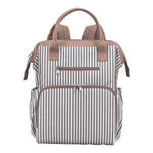 Striped Baby Diaper Bags 12*17*8 Inch With Detachable Shoulder Strap