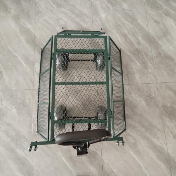 Foldable Detachable Garden Mesh Cart , Metal Spokes, Four Rubber Inflatable Wheels