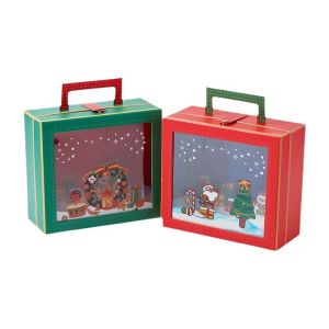 Festive Window Christmas Gift Box Premium Xmas Eve Party Favor Packaging Red