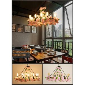 Large leaves chandelier green light fixture in foyer shopping mall bohemian