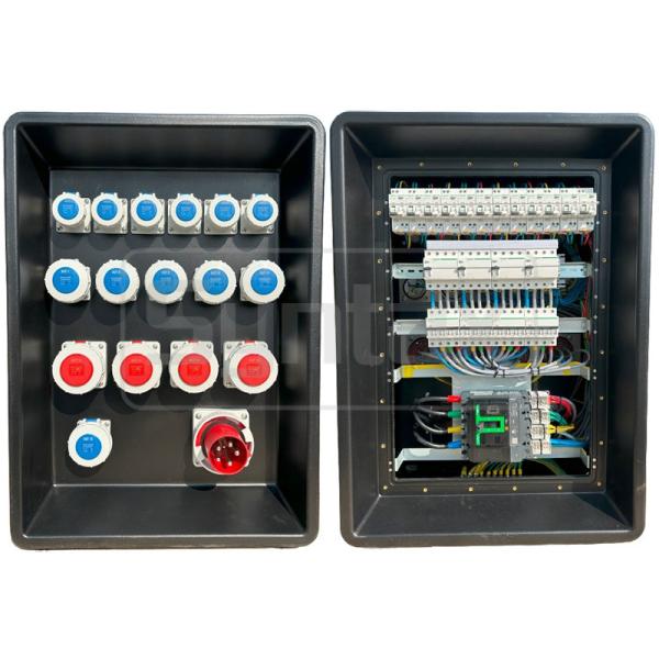 Quality Syntax MD4 Three Phase 125A IP67 Waterproof HDPE Power Distro With Schneider Breakers And PowerSyntax Industrial Plugs and Sockets 630x430x900mm wholesale
