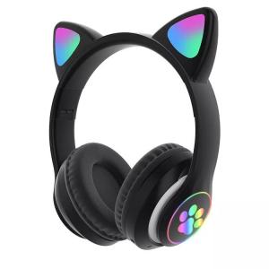 Cheap Black Bluetooth Cat Headphones , Foldable Wireless Bluetooth Headphones for sale