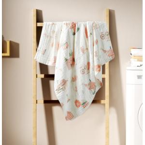 100% Cotton 40S 4 Layer Gauze Fabric Baby Swaddle Blanket Cartoon Printed