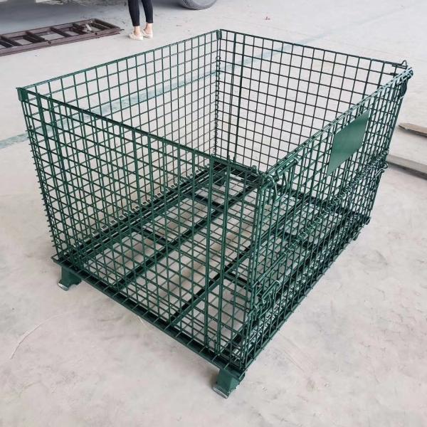 Quality Galvanized 1200*1000*890mm Foldable Lockable Wire Mesh Transport Metal Storage Wire Mesh Pallet Cage wholesale