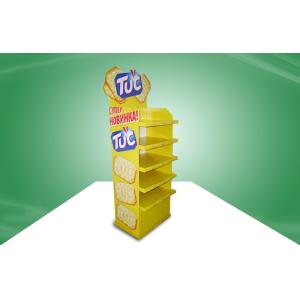 Yellow CMYK Offset Printing POS Cardboard Display Stands With Five Shelf For