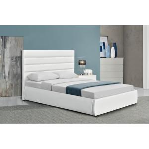 Modern Queen Size Storage Upholstered Platform Bed Frame With High Headboard PU