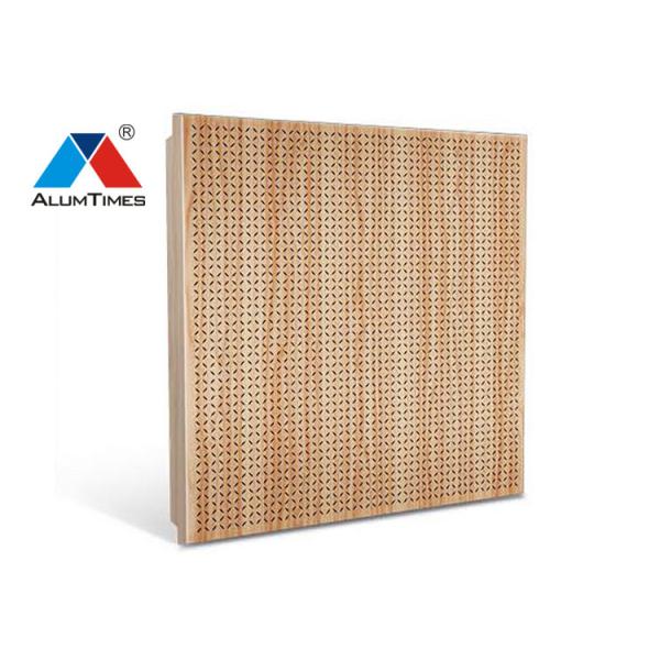 Leaf Shaped Aluminium Perforated Ceiling , Wooden Color Acoustic False Ceiling Tiles
