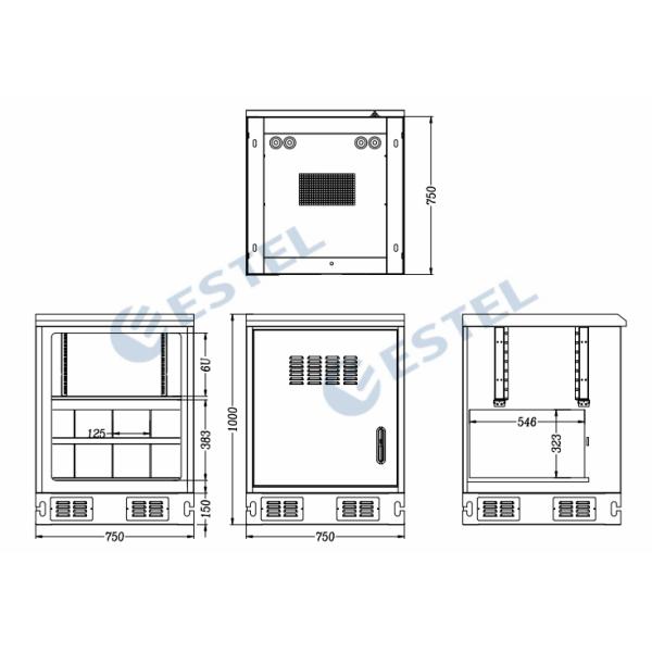 OEM 1000mm Height DC48V Fan Outdoor Electrical Cabinet