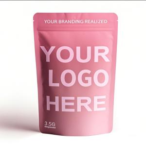 Custom Printed Smell Proof Stand Up Ziplock Mylar Bags 3.5g Resealable Aluminum