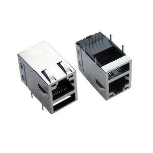 Cheap 90 Degree Female RJ45 USB Connector , RJ45 PCB Jack With Led / Emi Tab - Up Shielded for sale