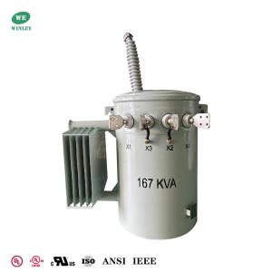 167Kva Single Phase Pole Mounted Distribution Transformer Oil Immersed Dual
