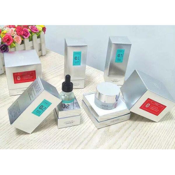 Quality Factory supplying customized silver paper cosmetics essence packaging boxes wholesale