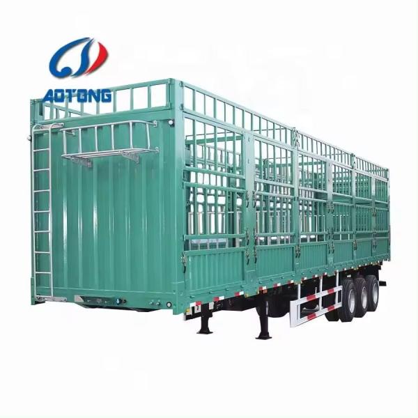 Quality 60 Ton 3 Axle Open Cargo Flatbed Stake Fence Trailer with 13mm Thickness Leaf Springs wholesale