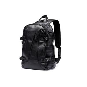 China Durable Black Leather Business Casual Backpack Waterproof With USB Charging on sale