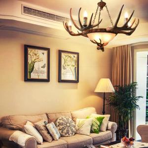 Real elk antler chandelier for indoor home lighting Fixtures (WH-AC-24)