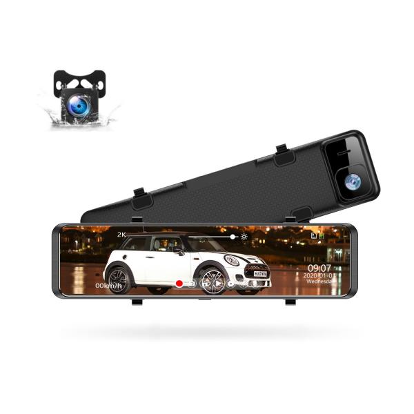 Quality Waterproof 12 Inch 2K Car DVR 1080p Backup Camera Voice Command wholesale