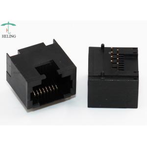 Single Port RJ45 Female Connector , Black Color Modular Rj45 Female Jack