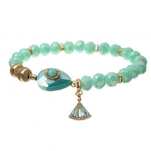 China Pearl Turquoise Pastel Stretchy Crystal Bracelets with Glass Glazed Beads String on sale