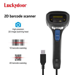 Handheld 2D Barcode Scanner Wired Gun USB 1D QR Code Reader With Stand
