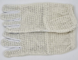 Three Layer Cotton Mesh Goatskin Beekeeping Gloves with White Short Sleeve