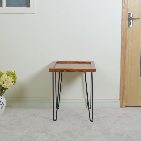 Quality Nordic Iron Stand  Finger Joint 55.7cm Teak Solid Wood Coffee Tables wholesale