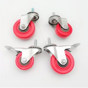 100mm Red 4 Inch Ball Bearing PU Polyurethane Rust-Proof Caster Wheel with Brake