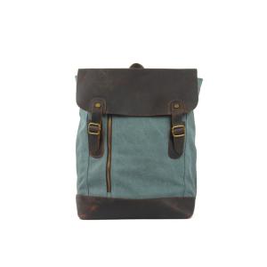 Cheap CL-530 Light Blue Vintage Design Canvas Leather School Backpack for sale