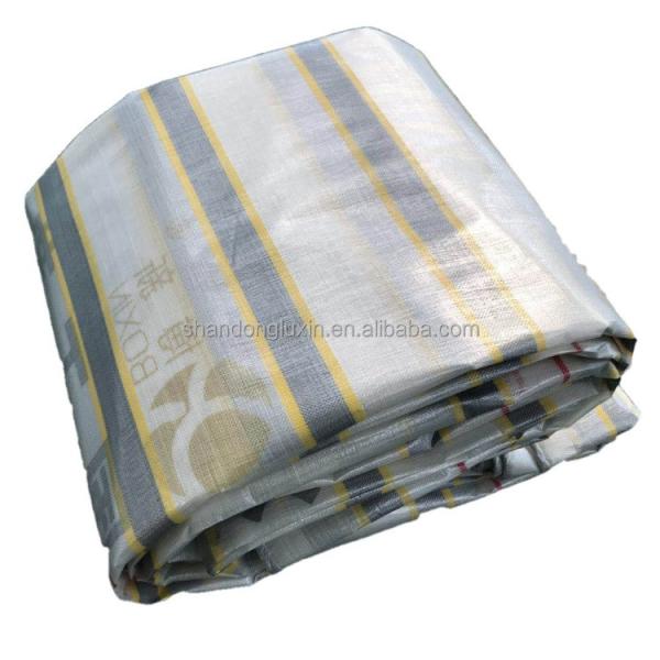 PE Striped Tarpaulin Rainproof Density 8*8-14*14 Yarn Count 500D for Rainproof