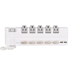 5 outlet UL and CUL Tested Power Strip 1.5ft 3*14AWG Cord with Switch, Surge Protector USB Adapter