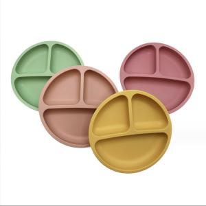 Silicone Feeding Set 3 Areas Food Grade Material Baby Bowl Plate with Suction