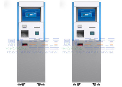 Public Linux Network Multimedia Touch Screen Half Outdoor Kiosk With Barcode