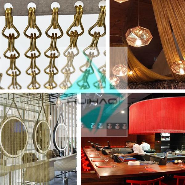 Fireproof Hanging Diy Lamp Shade Metal Mesh Drapery With Anodized Treatment