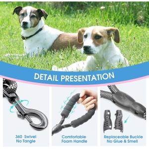 Dog Leash with Comfortable Padded Handle and Highly Reflective Threads for Small