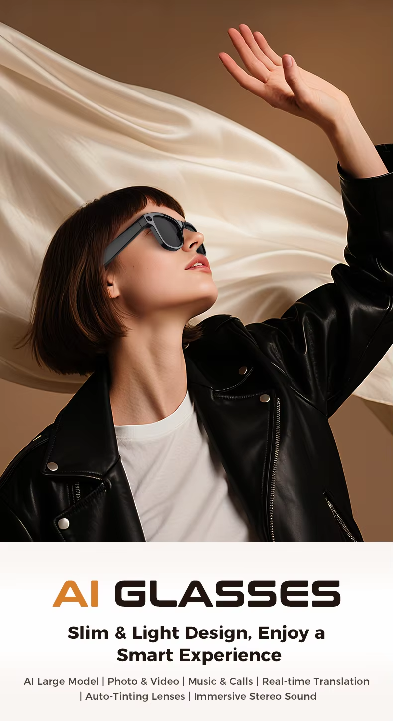 GS5 Max Smart Glasses With Charging Case 8MP Camera Wi-Fi Transfer AI Translatio