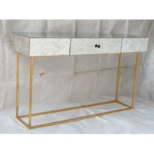 Large Size Square Mirrored Coffee Table Antique Gold Leaves Finish