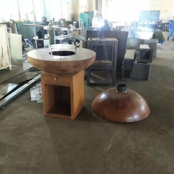 Modern Charcoal Rusty Finish Corten Steel Fire Pit For Outdoor Kitchen BBQ Cooking Use