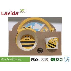 Waterproof 3 - Section Bamboo Kids Plate Set Non - Flammable For School And