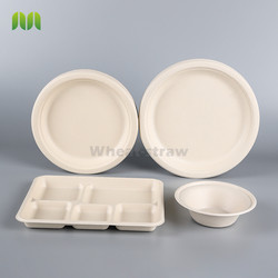 Eco-friendly Retail Shrinking Package Sugarcane Round Plates Biodegradable