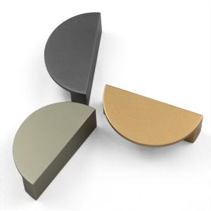 China 12mm Drawer Aluminum Gold Half Moon Handles For Cabinet on sale