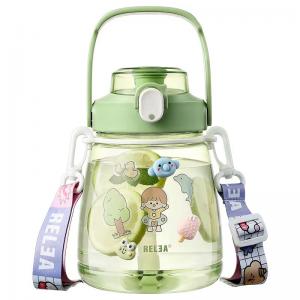 Cheap 7.4X18.2cm Pretty Water Bottle With Straw , Portable Cute Straw Water Bottle for sale