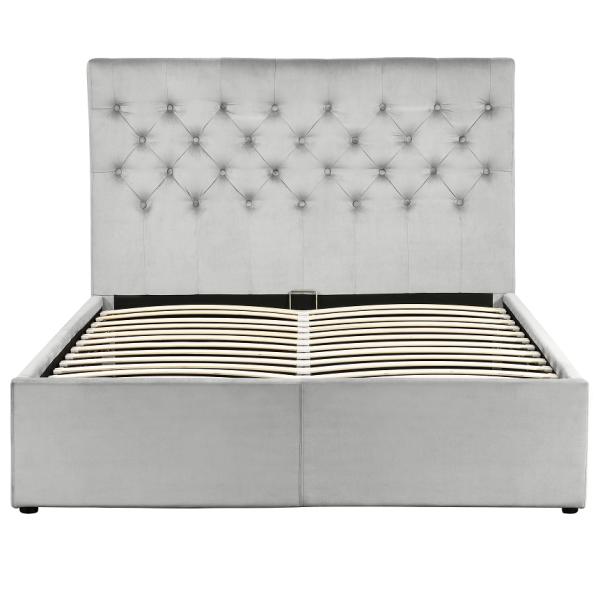 King Size Platform Tufted Upholstered Bed Frame With Buttons Headboard
