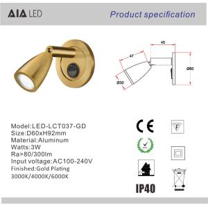 Surface mounted hotel 3W pulldown led bed wall lamp for bedroom accordion wall