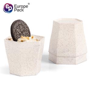 New products disposable 60ml wheat straw hexagon drinking glass cup