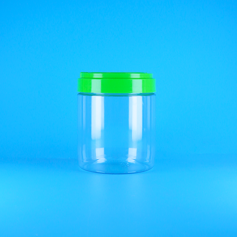 Cheap Food Grade Sealable Empty Plastic PET Clear Round Peanut Butter Screw Handle Cap for sale