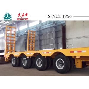 4 Axles 70 Tons 40 FT Low Bed Trailer Heavy Duty With Spring Ramp For Sale