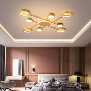 Gold chandelier LED round chandelier For Living Bedrom Lights Remote Control