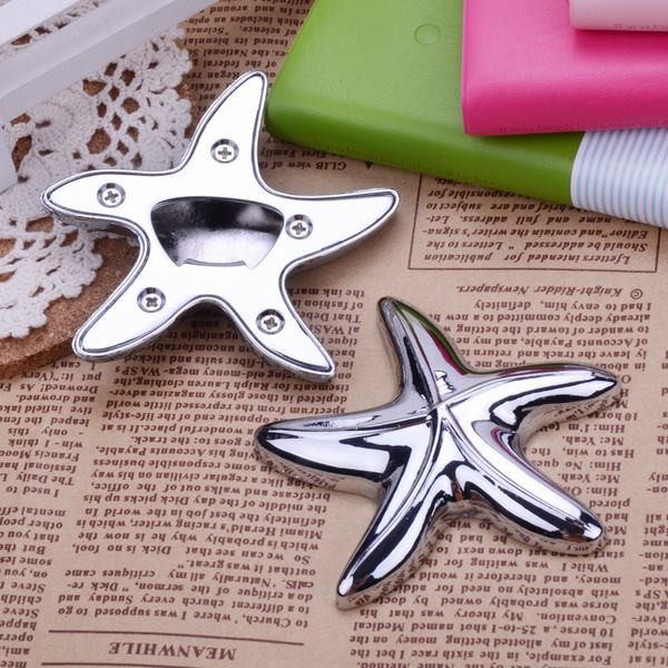 Quality Cool die casting innovative wedding favor starfish beer bottle opener, nickle plating wholesale