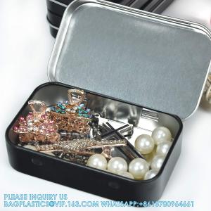 Metal Rectangular Empty Hinged Tins - Pack Of 40 Silver Mini Portable Box Small