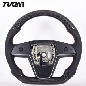 China OEM Auto Part Suede Tesla Carbon Fiber Steering Wheel Customized Color on sale